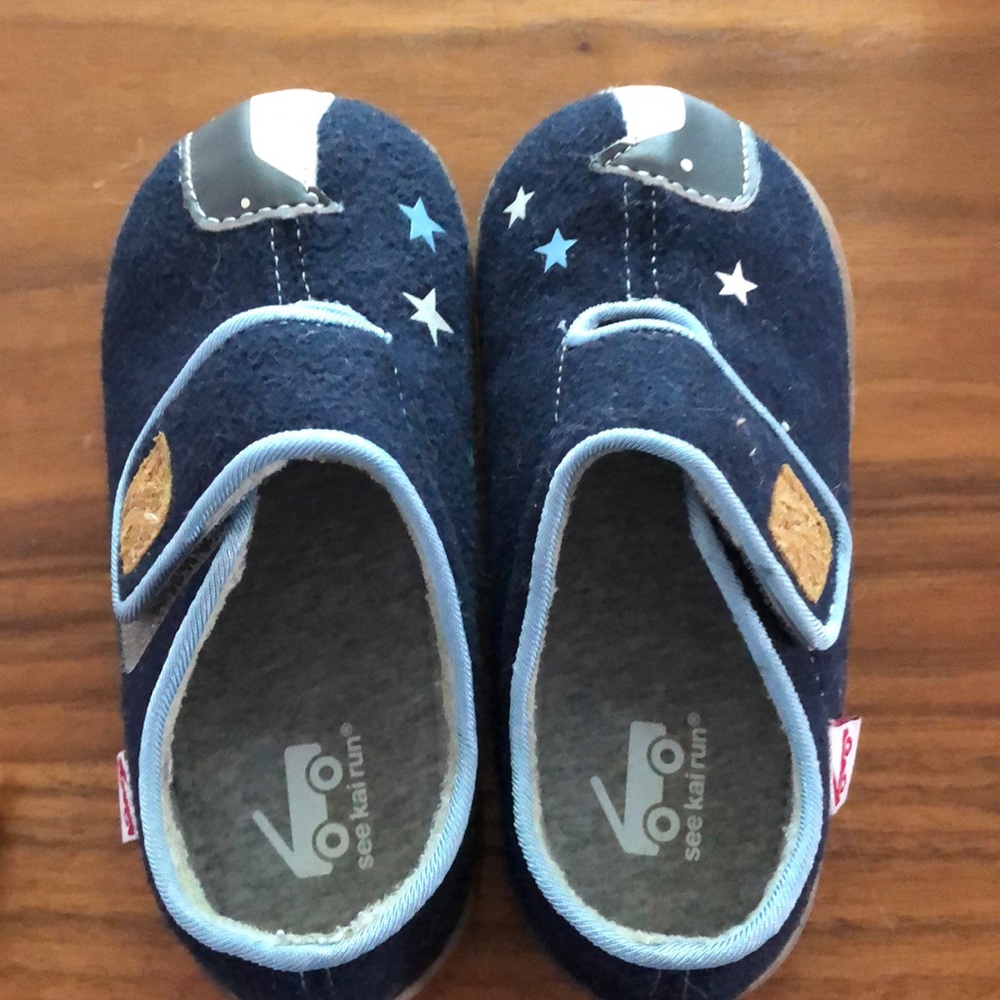 See Kai Run Penguin Slippers Navy